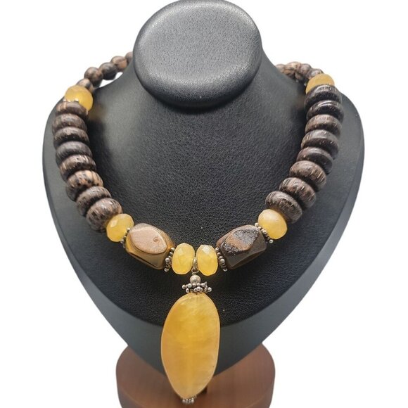 Silpada 925 Honey Jade Tigers Eye Set 18" Necklace Dangle Earrings 6" Bracelet - Picture 5 of 16